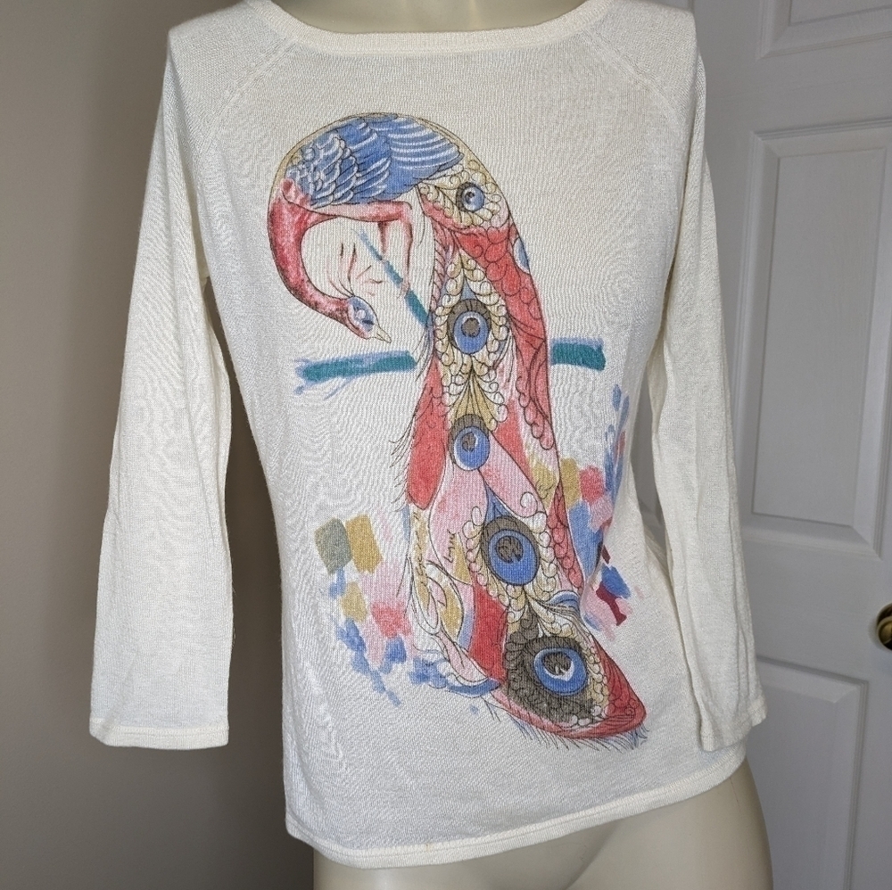 HOLT Renfrew cashmere blend peacock long sleeve shirt